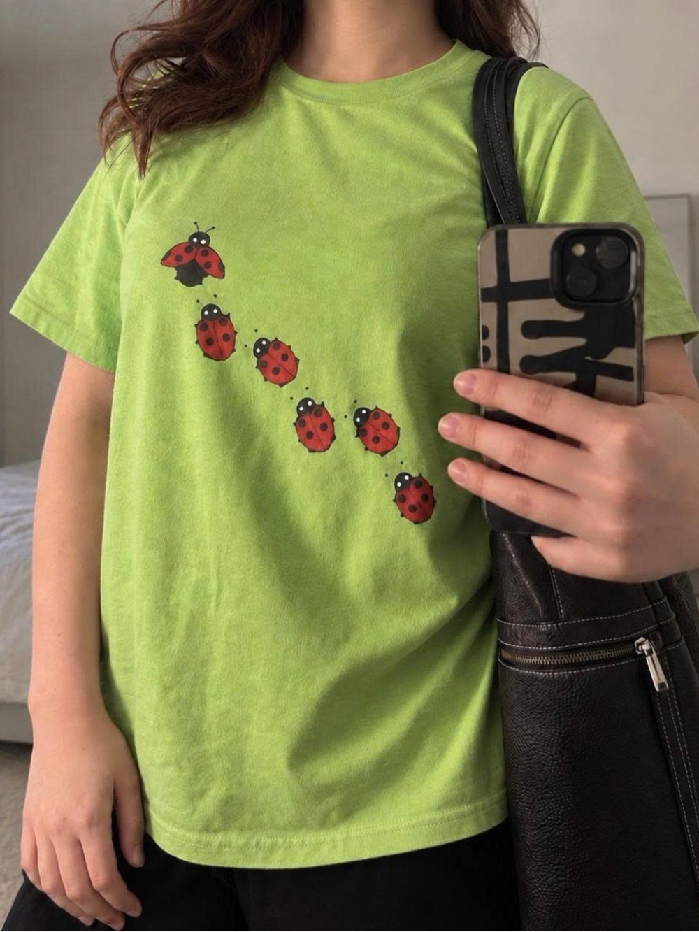 Ladybug Graphic Kids T-Shirt in Lime Green